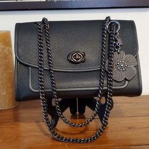 **SOLD**Coach Pebbled Leather Parker with Charm